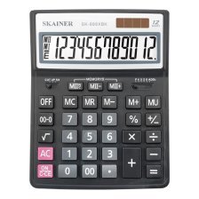 Калькулятор "SKAINER" SK-888XBK, пластик, 12 разрядов, черный, 155*204*34 мм