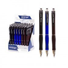 Ручка шариковая Alingar "Rocket", 0,7 мм, синяя,  металлизированный наконечник, резиновый грип, автоматическая, круглый пластиковый корпус