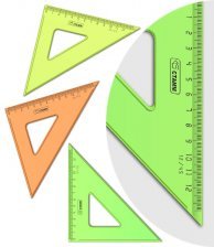 Треугольник СТАММ, 12 см, 45 градусов, "Neon Cristal", пластик, прозрачный, флуоресцентный, 4 цв.