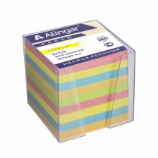 Блок бумажный для записей Alingar "Премиум", 9*9*9 см, цветной, непроклееный, пластиковый бокс