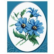 Набор для вышивания Ракета, 18х20 см, 10 цветов, "Синие цветочки"