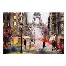 Картина по номерам Рыжий кот, 30х40 см, с акриловыми красками, холст, "Дождливый Париж"