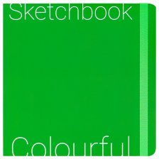 Скетчбук 200х200 мм., 72л., "Colorful Green", 120 г/м2 +78 г/м2 Миленд, 7БЦ, soft touch, блок цветной+крафт