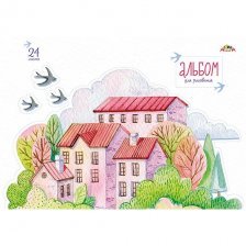Альбомы для рисования 24 л. на гребне, Апплика , цвет. мел. обложка "Летний пейзаж"