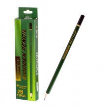 Набор ч/г карандашей, Yalong 2B, дерево, без ластика, шестигранный, заточенный, т. зеленый корпус, европодвес, в уп. по 12 шт.