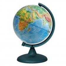 Глобус физический, Глобусный мир, d=210 мм, рельефный, на круглой подставке
