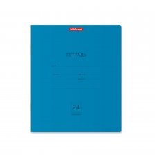 Тетрадь 24л., линия, Erich Krause, скрепка, блок офсет, мелованный картон "Классика. Neon", голубая