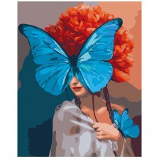 Картина по номерам Рыжий кот, 40х50 см, с акриловыми красками, 23 цвета, холст, "Девушка с бабочкой"