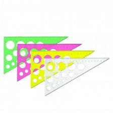 Треугольник СТАММ, 19 см, пластиковый, 30, с окружностями, цвета ассорти, флуоресцентные