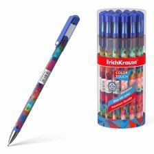 Ручка гелевая Erich Krause,"ColorTouch. Patchwors", 0,38 мм, синяя, игольчатый наконечник, круглый цветной пластиковый корпус, в тубусе 24 шт
