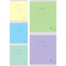 Тетрадь 12л., узкая линия, Проф-Пресс, скрепка, мелованная обложка, "Классика new", 5 дизайнов в спайке