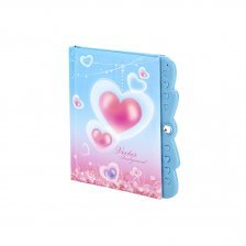 Подарочный блокнот 11,0 см * 15,0 см , 7БЦ, Alingar, ламинация, поролон, код. замочек, 50л., линия, "Нежное сердце", голубой