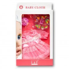 Набор одежды для куклы 45 см, текстиль ( платье + бантик+ бусины )
