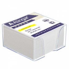 Блок бумажный для записей Alingar "Премиум", 9*9*5 см, белый, непроклееный, пластиковый бокс