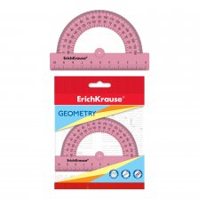 Транспортир 10 см, 180 градусов, Erich Krause Candy,  пластик, розовый, во флоупаке
