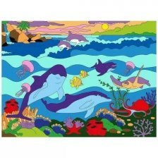 Картина по номерам Рыжий кот, 30х40 см, с акриловыми красками, холст, "Мир под водой"