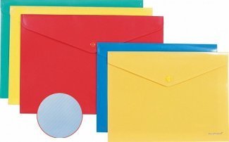 Папка-конверт на кнопке В5. 0,18мм ERICH KRAUSE Envelope Folder, диагон. непрозр. плотная, ассорти