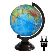 Глобус физический Глобусный мир, 210 мм, с подсветкой, на деревянной подставке