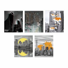 Тетрадь 96л., А5, клетка, Канц-Эксмо "Жизнь большого города", скрепка, мелованный картон, 5 дизайнов