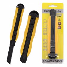 Нож канцелярский Alingar, 18 мм, auto-lock фиксация, металл. направляющие, эргономичная ручка, пластик. корпус, желтый, европодвес