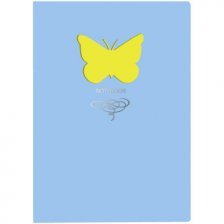 Записная книжка А5, Канц-Эксмо, интегральный переплет, иск. кожа, обложка с вырубкой, запечатанный форзац, ляссе, линия, 80 л, "Butterfly.Голубой "