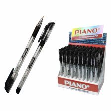 Ручка шариковая "PIANO", 0,7 мм, черная, игольчатый наконечник, резиновый грип, круглый, матовый, пластиковый корпус, картонная упаковка