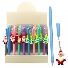 Ручка подарочная шариковая, Alingar, "Дед мороз, елочка" синяя, 0,7 мм., цветной корпус