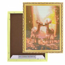 Алмазная мозаика Alingar, на подрамнике,  дизайн рамка, 30х40 см, "Оленята"