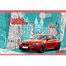 Альбом для рисования А4 12л., Апплика, на скрепке, мелованный картон, "Красный автомобиль"
