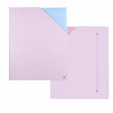 Архивная папка Alingar, 228*172 мм, пластик, 1500 мкм, на резинке с 4 файлами, розовая