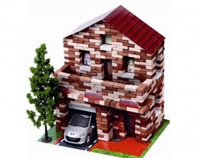 Конструктор Рыжий Кот "Архитектурное моделироавание", дом с мансардой из кирпичиков Л-01