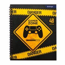 Тетрадь 48л., клетка, Alingar, гребень, блок офсет, мелованный картон, "Danger! Game zone"