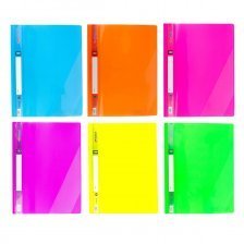 Папка-скоросшиватель пластиковая "Neon", неон, прозрачная, 200/350 мк, А4 230*310, цвета ассорти