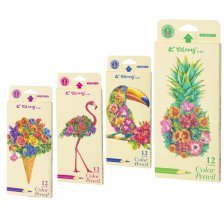 Карандаши цветные Yalong 12 цв., "Весенний букет" деревянные, трехгранные, заточенные, грифель 3.0 мм, картон. уп., европод.