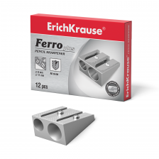 Точилка металлическая Erich Krause "Ferro Color", 2 отверстия, алюминиевая, пластиковая банка