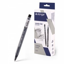 Ручка гелевая Alingar, "Jumbo GeL", 0,5 мм, черная, игольчатый наконечник, трехгранный, прозрачный, пластик. корпус, 12 шт/уп, карт. уп., европод