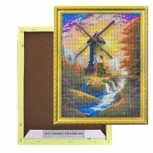 Алмазная мозаика Alingar, на подрамнике,  дизайн рамка, 30х40 см, "Мельница"