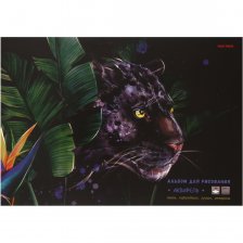 Альбом для рисования А4, 40л. Проф-Пресс, КБС, обложка мелов. картон, 160г/м2, "Пума в зарослях"