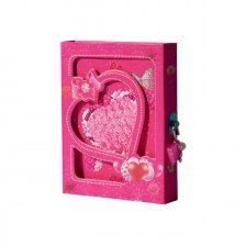 Подарочный блокнот в футляре 11 см * 15 см, 7БЦ, Alingar, ламинация, блестки, замочек, 40 л., линия, "Сердечки", розовый