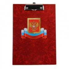 Планшет с верхним зажимом ИМИДЖ "Гроза"с гербом и флаг, А4, красная