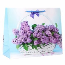 Пакет подарочный Миленд, 23*18*10 см (M), глянцевая ламинация, горизонтальный "Корзина сирени"
