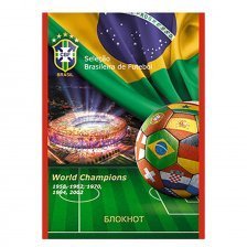 Блокнот А5, гребень, Апплика, ламинация, 32 л., клетка, "Футбол. Бразилия"