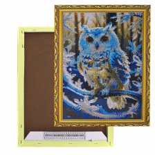 Алмазная мозаика Alingar, на подрамнике,  дизайн рамка, 40х50 см, "Белая сова"