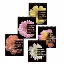 Блокнот 48 л., А6+, гребень, Alingar, "Цветы на черном", клетка, Soft touch, мелованный картон, ассорти