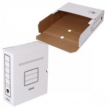 Короб архивный для документов,  А4, 100мм, картон, белый