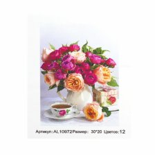 Картина по номерам Alingar,  холст на подрамнике, 20х30 см, 12 цветов, с акриловыми красками, "Розы "