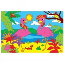 Картина по номерам Рыжий кот, 20х30 см, с акриловыми красками, холст, "Два красивых фламинго"