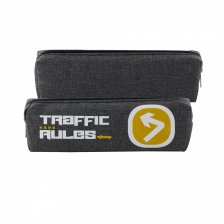 Пенал - косметичка, Alingar, ПВХ, молния, 50 х 190 мм, "Traffic Rules", серый