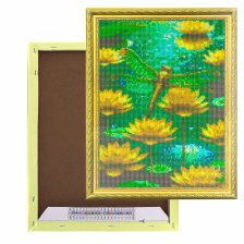 Алмазная мозаика Alingar, на подрамнике,  дизайн рамка, 30х40 см, "Лотос и стрекоза"