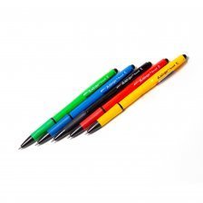 Ручка шариковая Alingar "Sword", 0,7 мм, синяя, резиновый грип, автоматическая, круглый, цветной, пластиковый корпус, пластиковый стенд